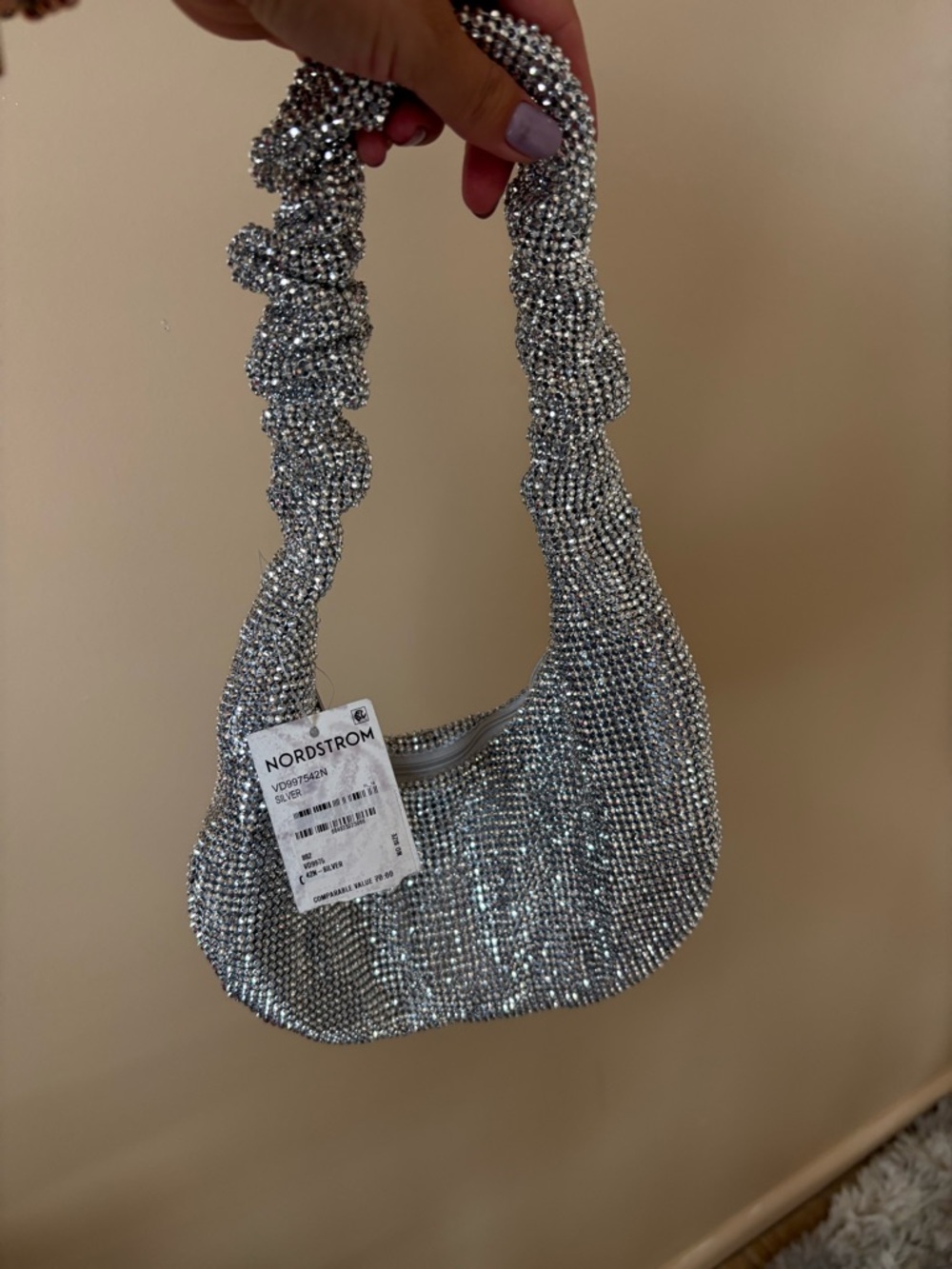 Nordstrom Silver Rhinestone Mini Shoulder Bag